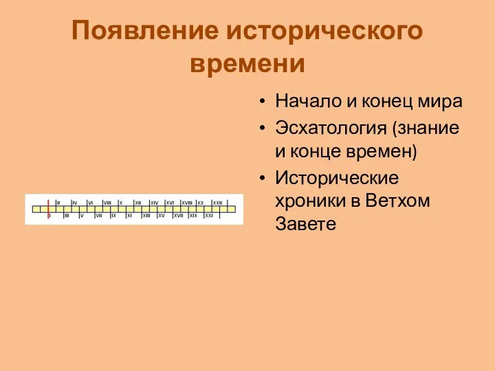 Появление исторического времени Начало и конец мира Эсхатология (знание и конце