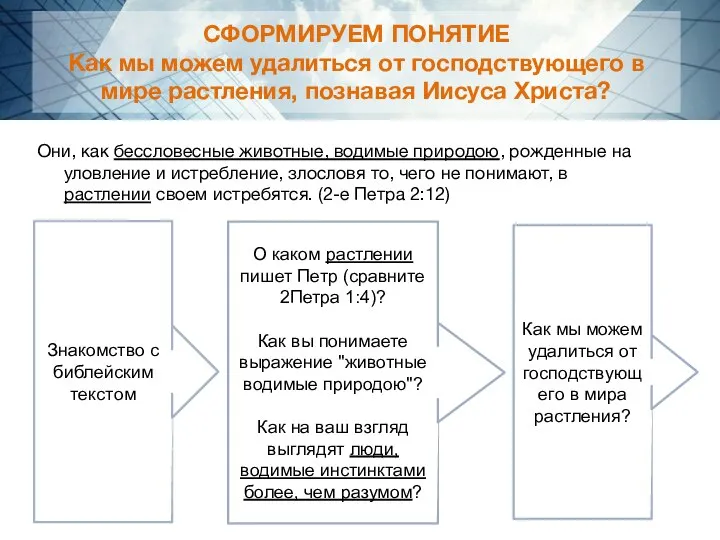 СФОРМИРУЕМ ПОНЯТИЕ Как мы можем удалиться от господствующего в мире растления,