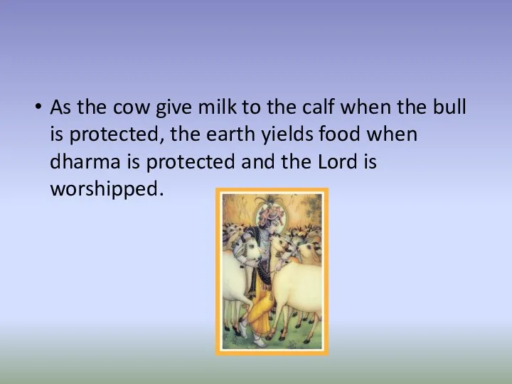 As the cow give milk to the calf when the bull