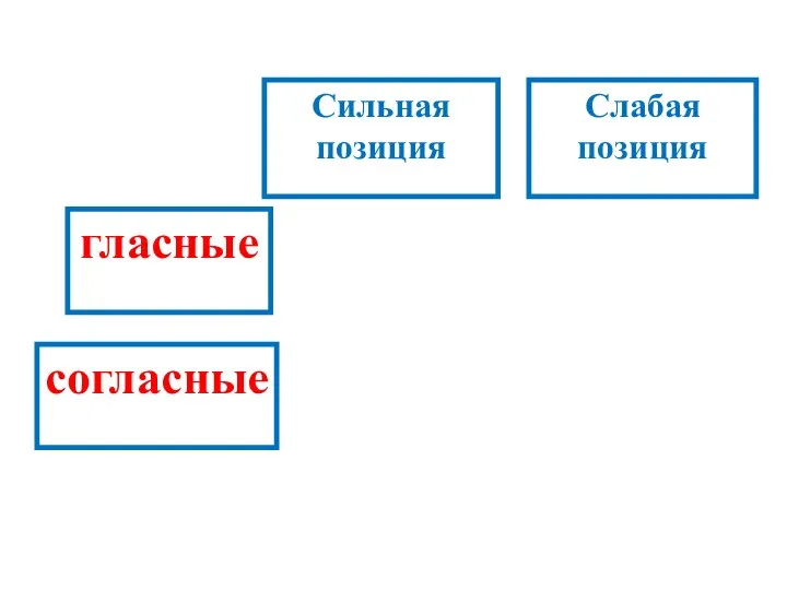 Сильная позиция Слабая позиция гласные согласные