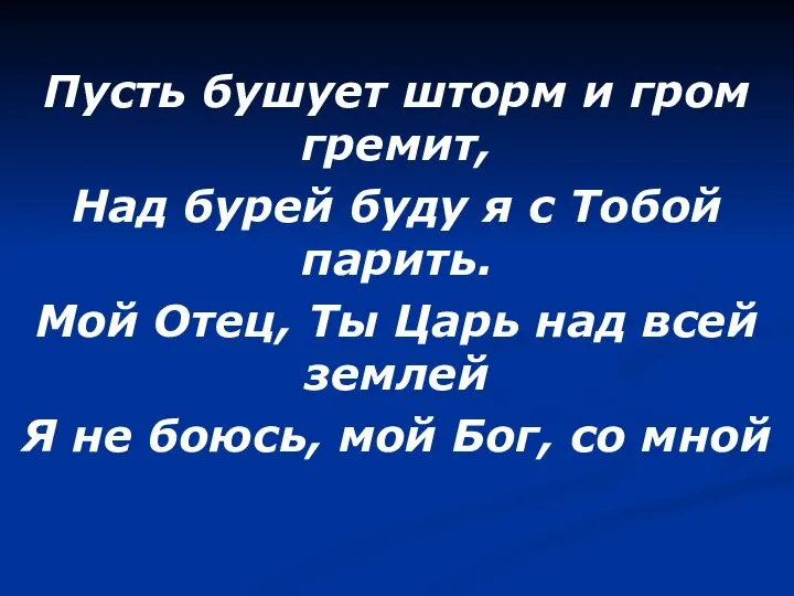 Пусть бушует шторм и гром гремит, Над бурей буду я с