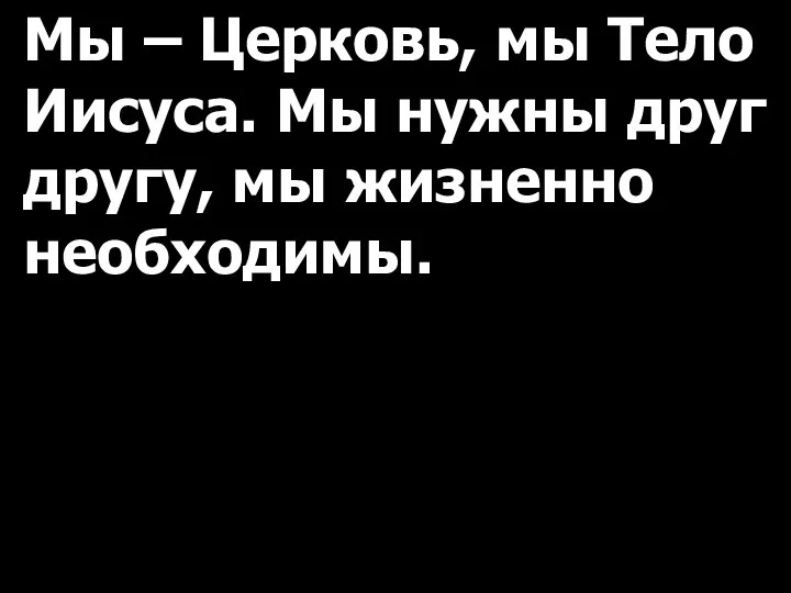 Мы – Церковь, мы Тело Иисуса. Мы нужны друг другу, мы жизненно необходимы.