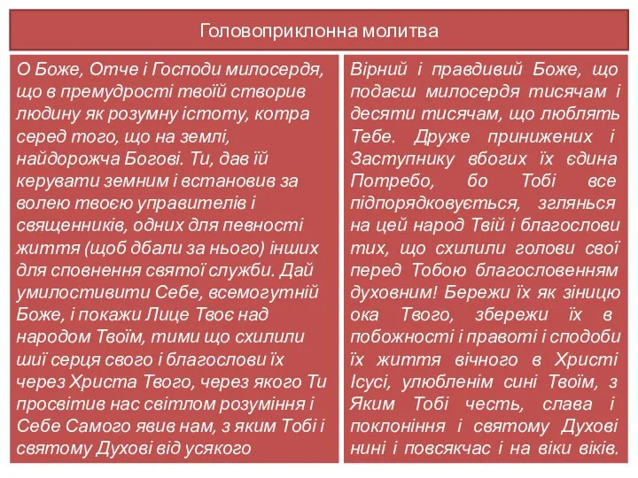 Головоприклонна молитва О Боже, Отче і Господи милосердя, що в премудрості