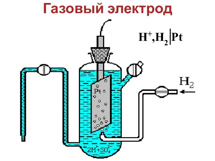Газовый электрод H+/H2,Pt H+,H2 Pt