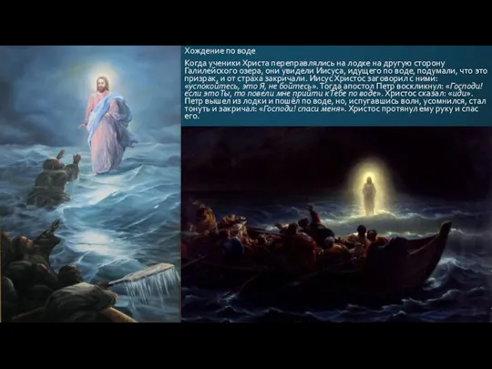 Хождение по воде Когда ученики Христа переправлялись на лодке на другую