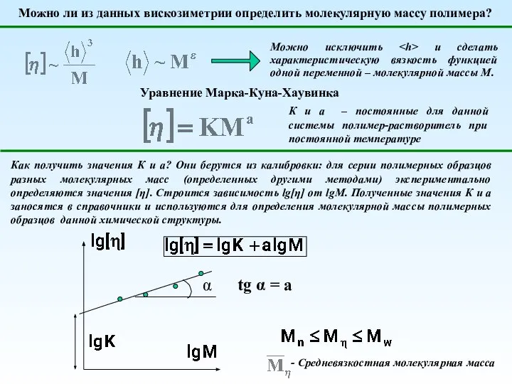 Можно ли из данных вискозиметрии определить молекулярную массу полимера? Можно исключить