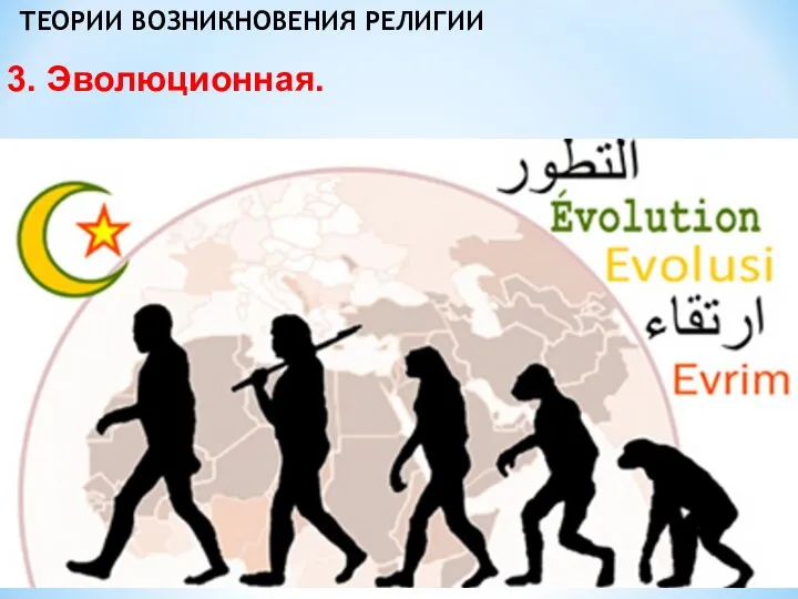 ТЕОРИИ ВОЗНИКНОВЕНИЯ РЕЛИГИИ 3. Эволюционная.