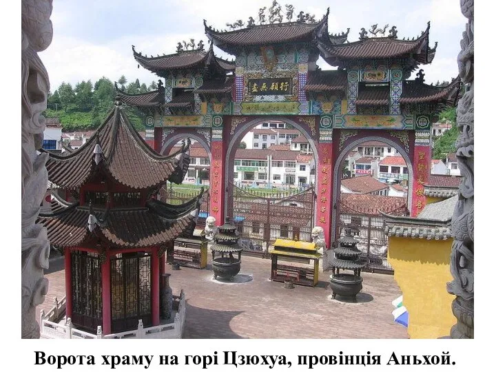 Ворота храму на горі Цзюхуа, провінція Аньхой.