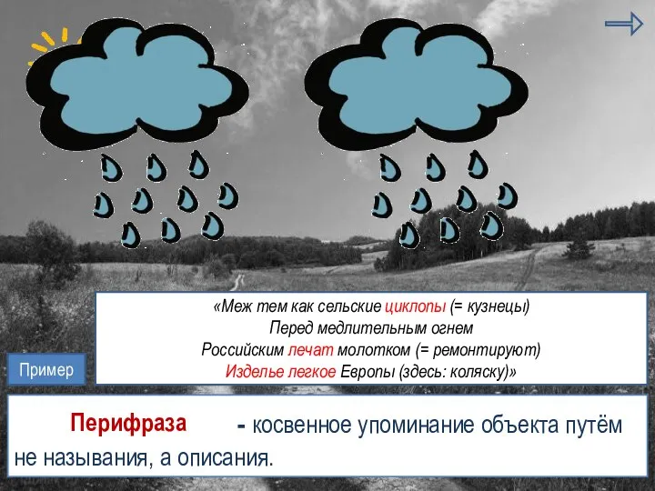 анафора фразеологизмы - косвенное упоминание объекта путём не называния, а описания.