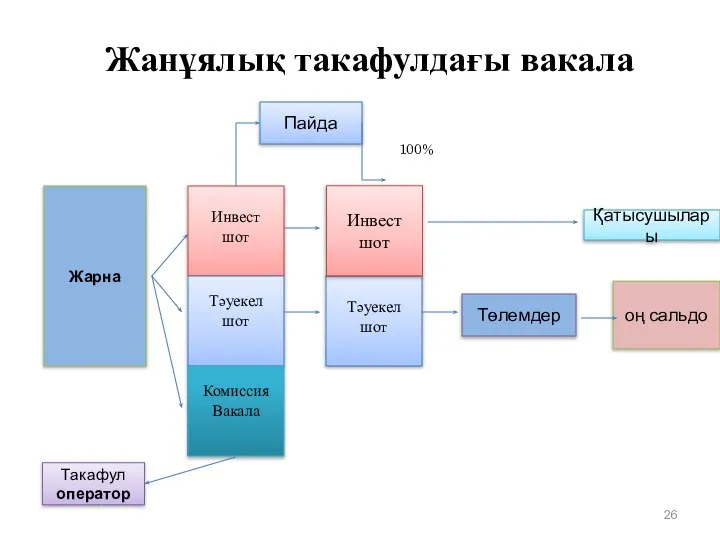 Жанұялық такафулдағы вакала Жарна Инвест шот Қатысушылары Төлемдер Тәуекел шот Пайда