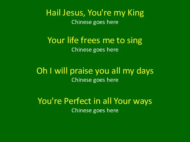 Hail Jesus, You're my King Chinese goes here Your life frees