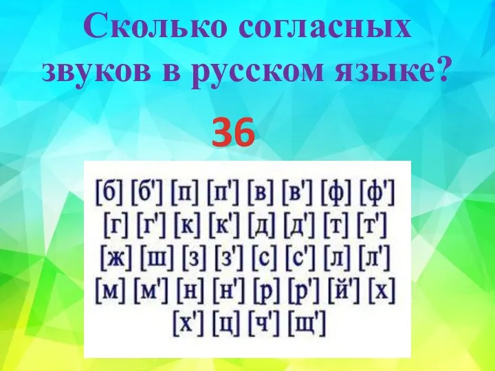 Сколько согласных звуков в русском языке? 36