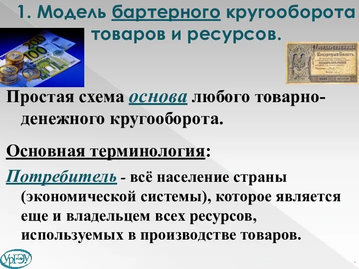 1. Модель бартерного кругооборота товаров и ресурсов. Простая схема основа любого