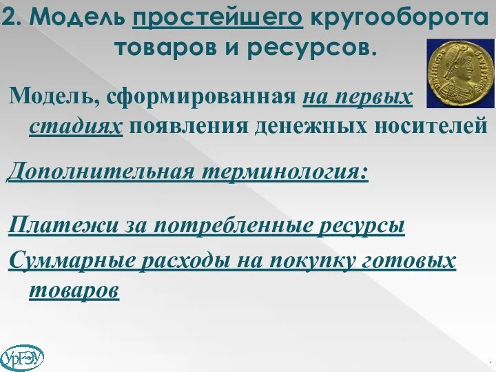 2. Модель простейшего кругооборота товаров и ресурсов. Модель, сформированная на первых