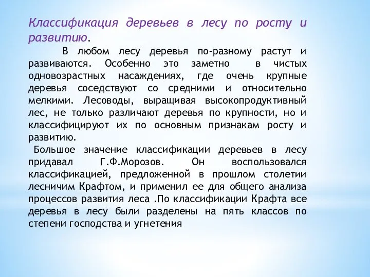 Классификация деревьев в лесу по росту и развитию. В любом лесу