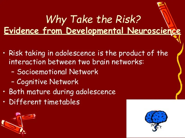 Why Take the Risk? Evidence from Developmental Neuroscience Risk taking in