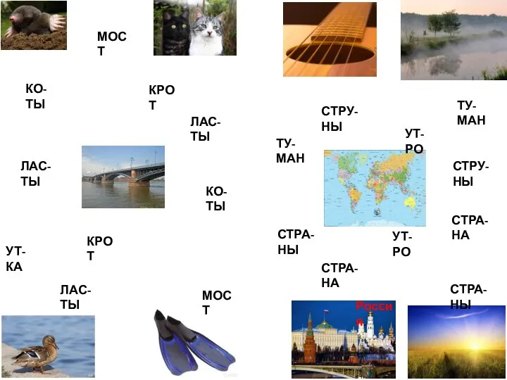 КО-ТЫ КРОТ МОСТ ЛАС-ТЫ СТРУ-НЫ УТ-КА ТУ-МАН СТРА-НА СТРА-НЫ УТ-РО Россия.