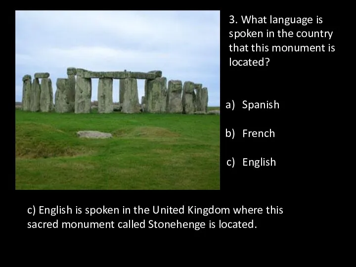 3. What language is spoken in the country that this monument