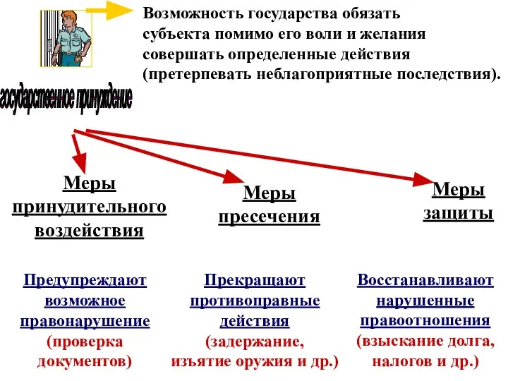 Возможность государства обязать субъекта помимо его воли и желания совершать определенные