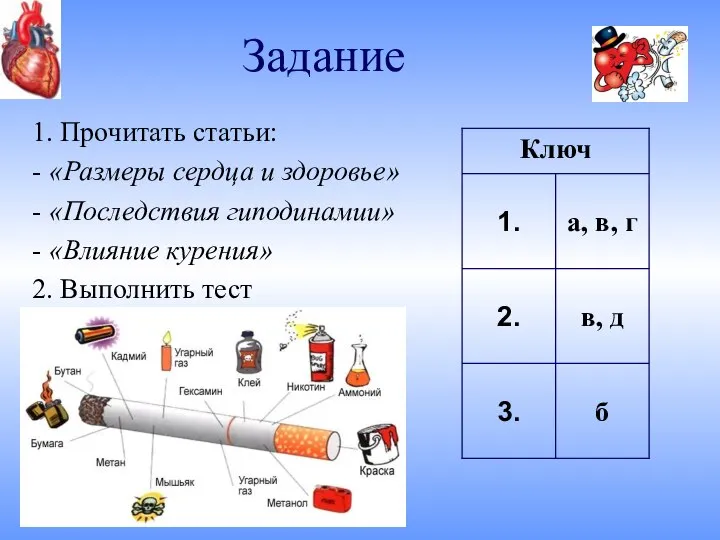 Задание 1. Прочитать статьи: - «Размеры сердца и здоровье» - «Последствия