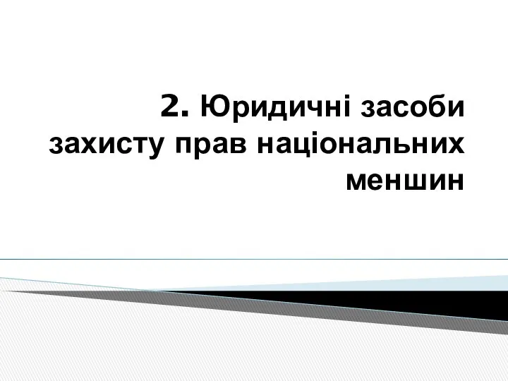 2. Юридичні засоби захисту прав національних меншин