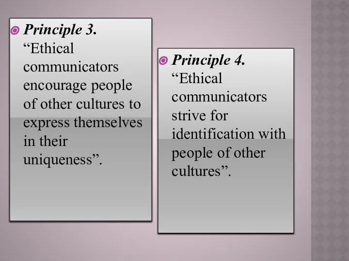 Principle 3. “Ethical communicators encourage people of other cultures to express