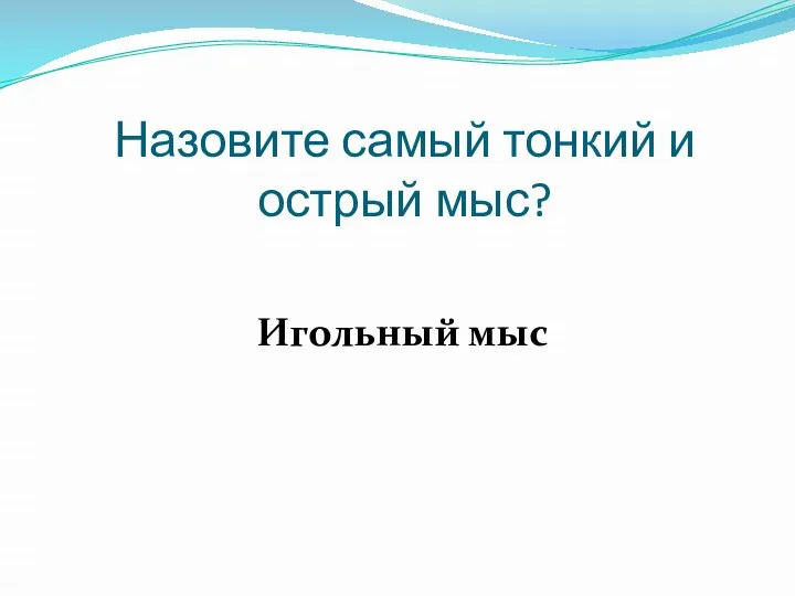 Назовите самый тонкий и острый мыс? Игольный мыс