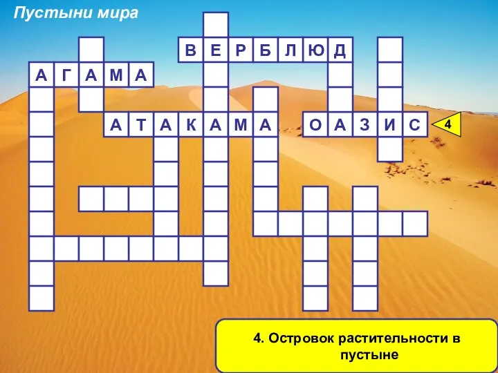 4. Островок растительности в пустыне Р В Е А З А