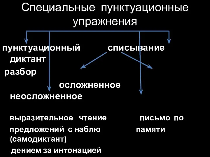 Специальные пунктуационные упражнения пунктуационный списывание диктант разбор осложненное неосложненное выразительное чтение