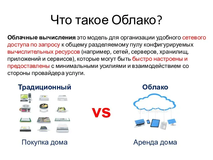 Что такое Облако? Облачные вычисления это модель для организации удобного сетевого