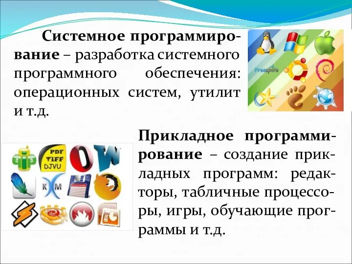 Системное программиро-вание – разработка системного программного обеспечения: операционных систем, утилит и