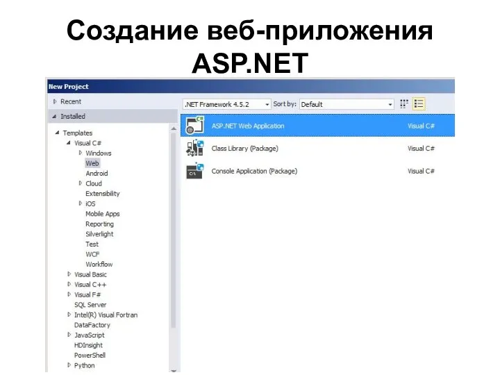 Создание веб-приложения ASP.NET