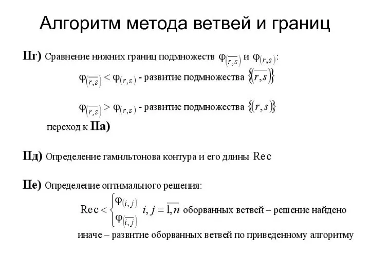 Алгоритм метода ветвей и границ