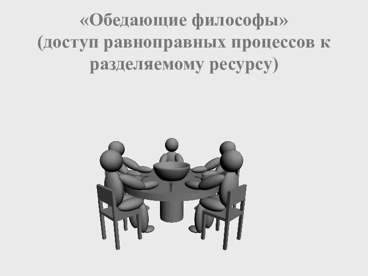 «Обедающие философы» (доступ равноправных процессов к разделяемому ресурсу)