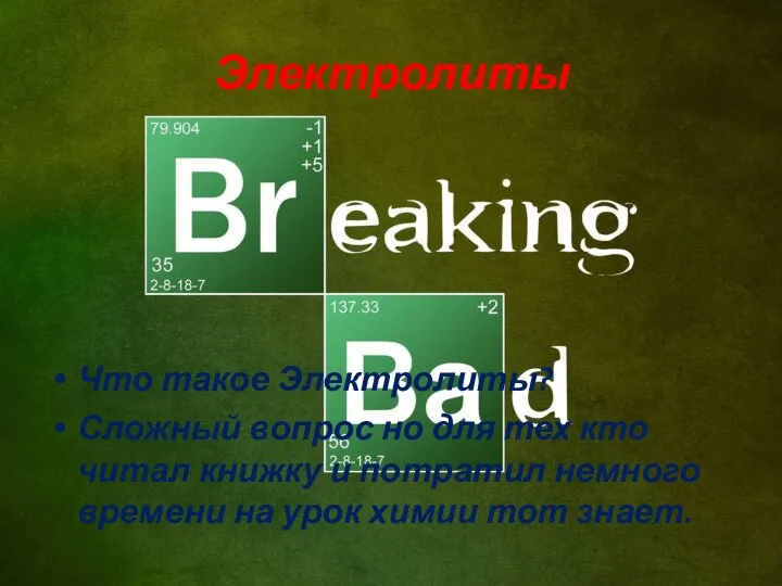 Электролиты Что такое Электролиты? Сложный вопрос но для тех кто читал