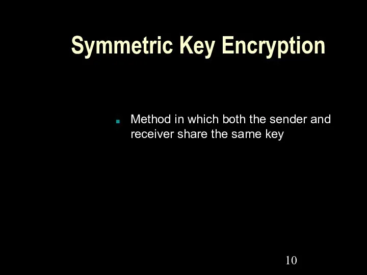 Symmetric Key Encryption Method in which both the sender and receiver share the same key