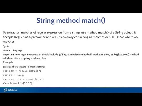 String method match() To extract all matches of regular expression from