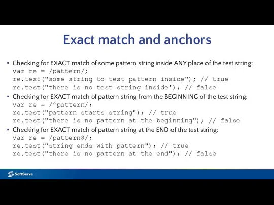 Exact match and anchors Checking for EXACT match of some pattern