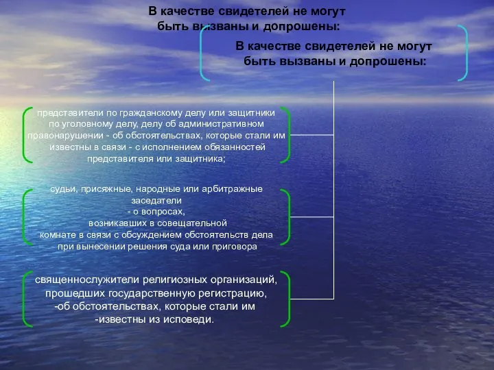 В качестве свидетелей не могут быть вызваны и допрошены: