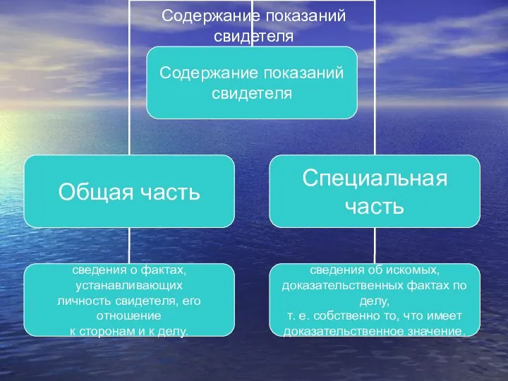 Содержание показаний свидетеля