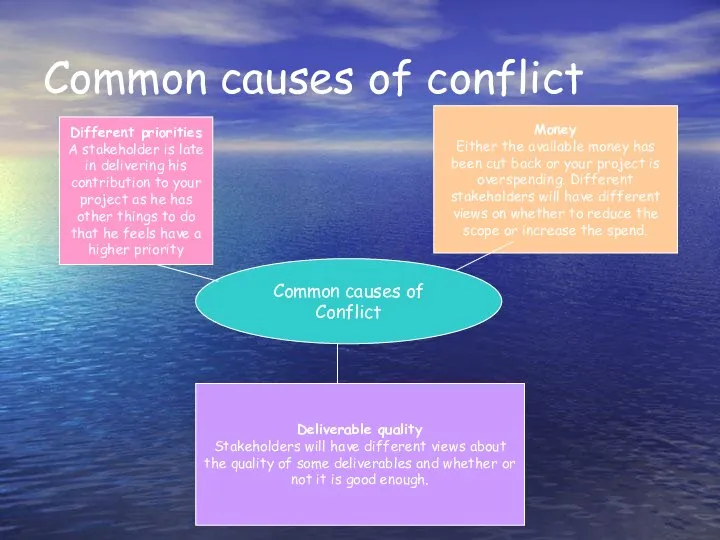 Common causes of conflict Common causes of Conflict Different priorities A