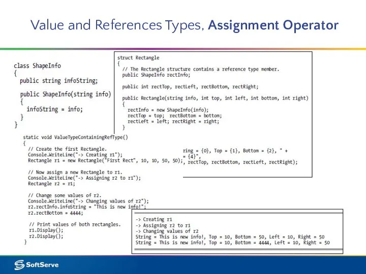 Value and References Types, Assignment Operator