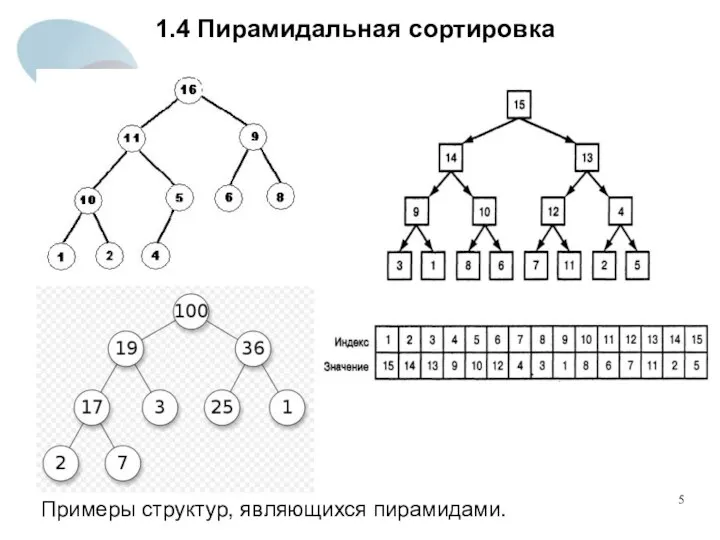 1.4 Пирамидальная сортировка Примеры структур, являющихся пирамидами.