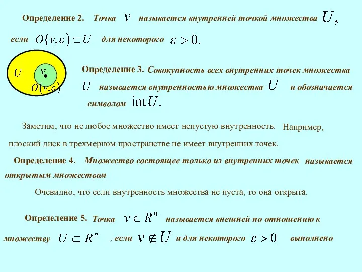 Очевидно, что если внутренность множества не пуста, то она открыта. Множество