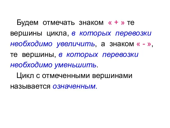 Будем отмечать знаком « + » те вершины цикла, в которых