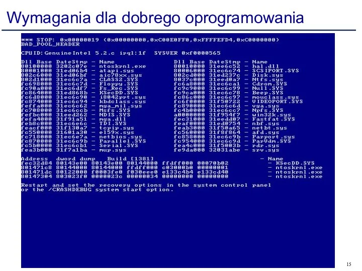 Wymagania dla dobrego oprogramowania