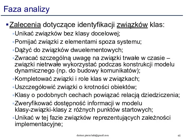 Faza analizy Zalecenia dotyczące identyfikacji związków klas: Unikać związków bez klasy