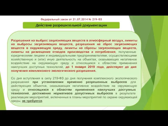 Федеральный закон от 21.07.2014 № 219-ФЗ Разрешения на выброс загрязняющих веществ