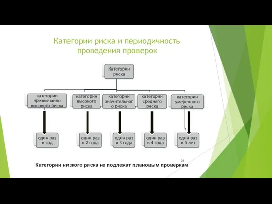 Категории риска и периодичность проведения проверок Категории низкого риска не подлежат плановым проверкам