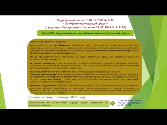 Федеральный закон от 10.01.2002 № 7-ФЗ «Об охране окружающей среды» (в